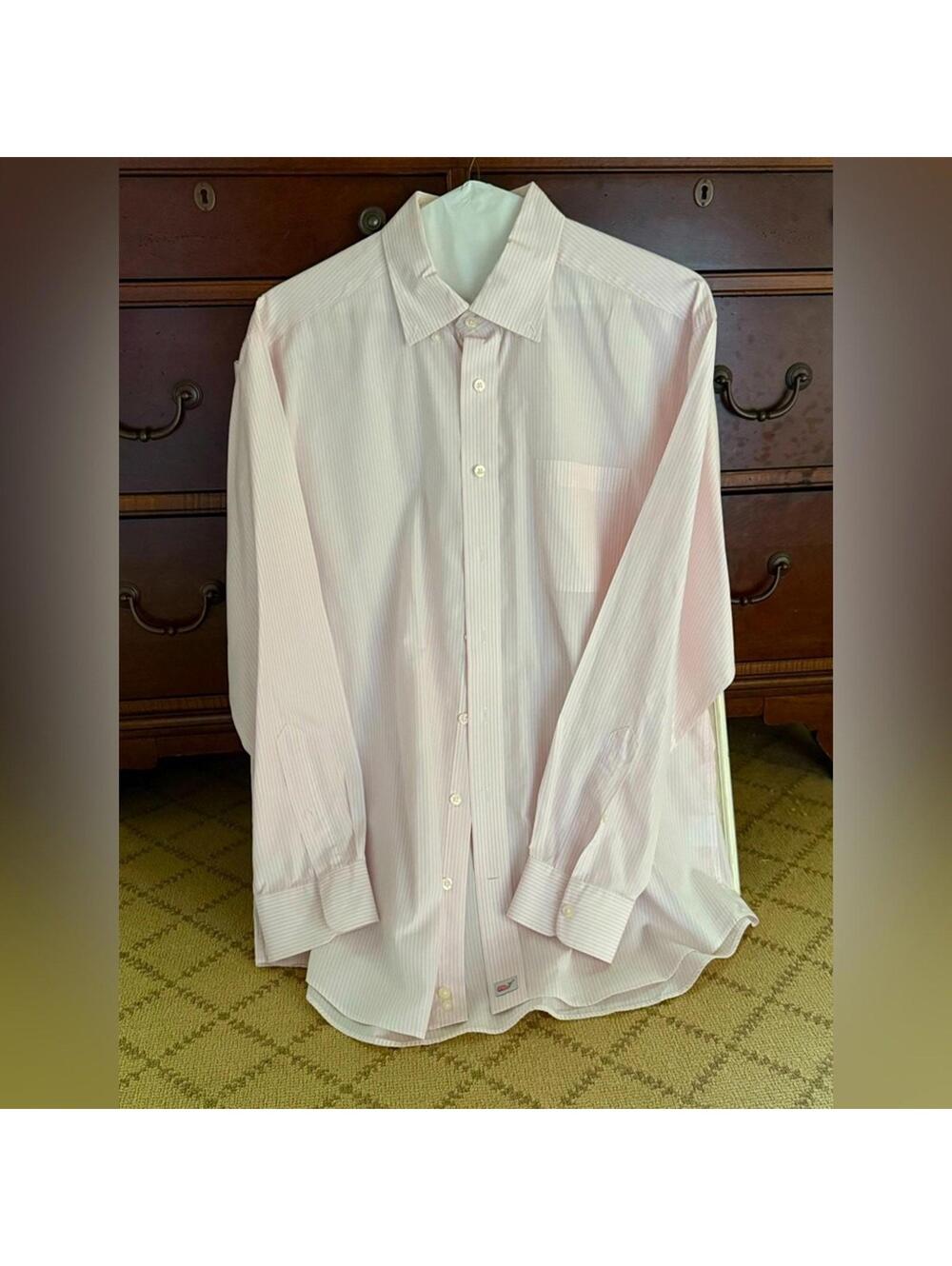 Vineyard Vines Pink and White striped Murray shirt L